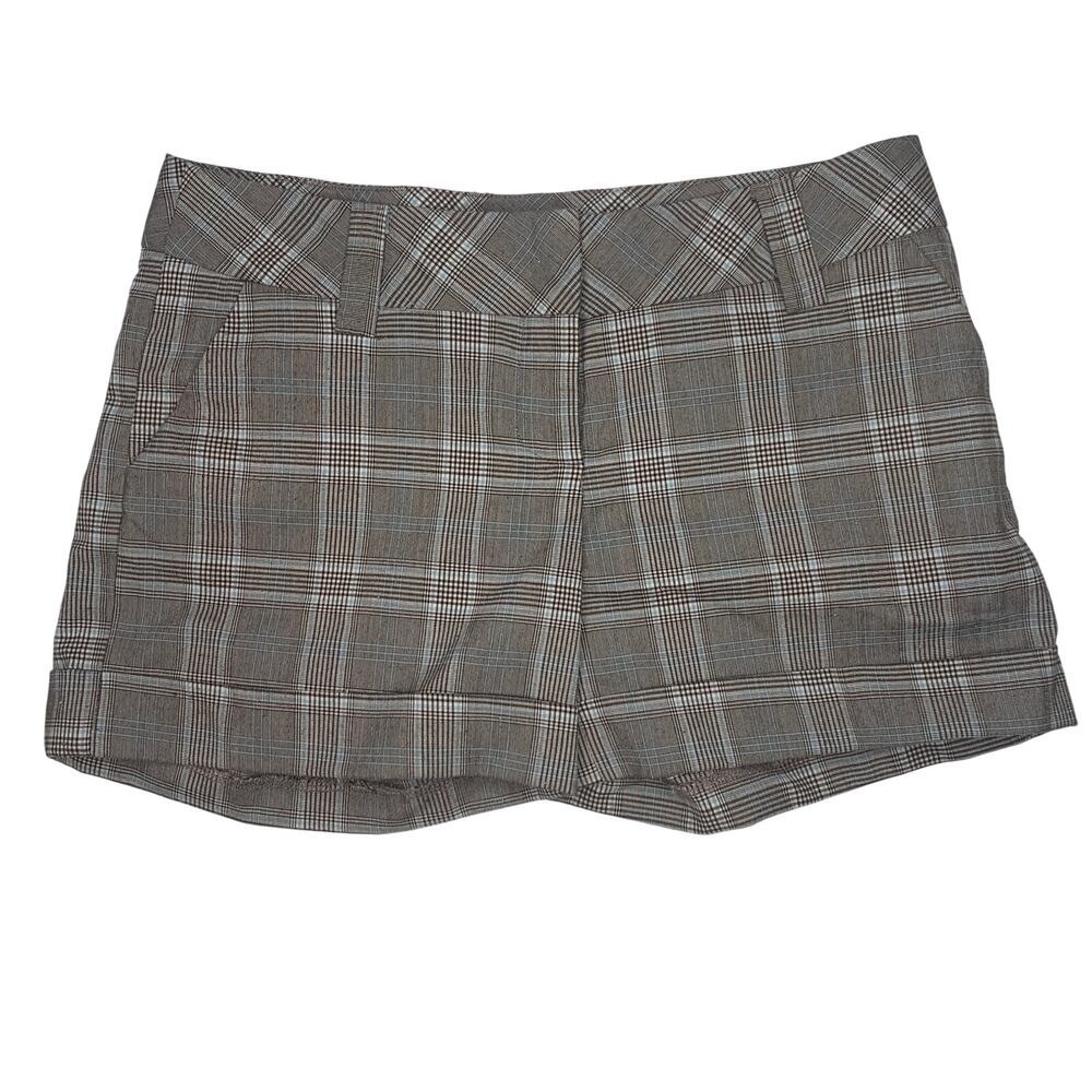 vintage Y2K Forever 21 shorts plaid cuffed gray blue women's size 3 low rise